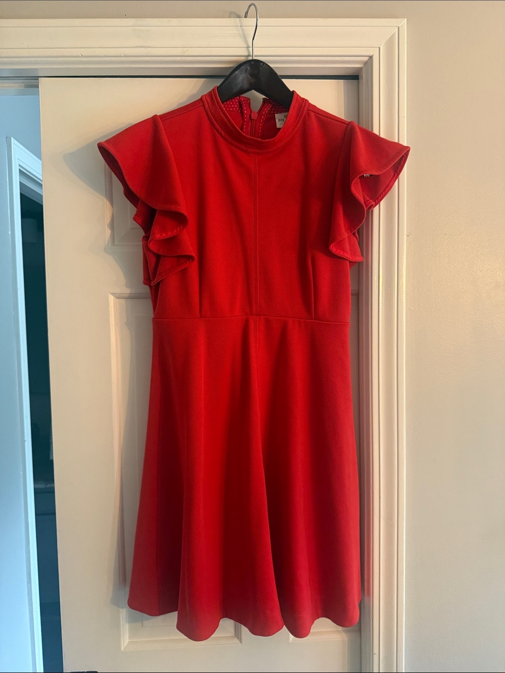 Anthropologie Maeve Red Ruffle Sleeve Fit-and-Flare Dress